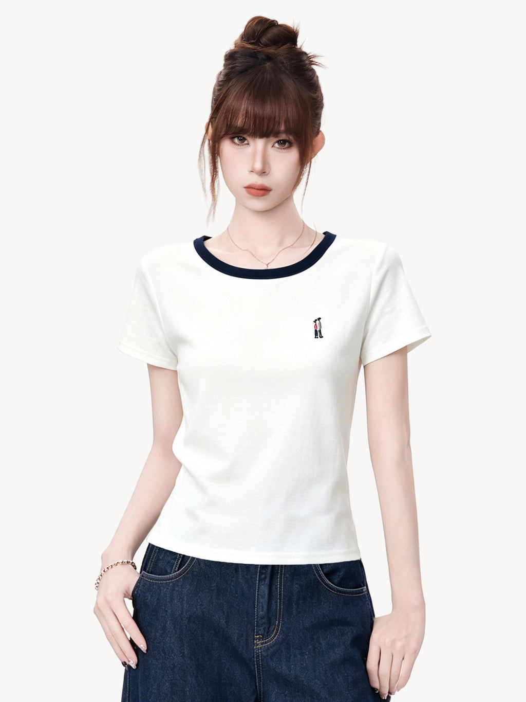 Round Neck Short Sleeve T-Shirt for Women Loose Unique Stylish Top