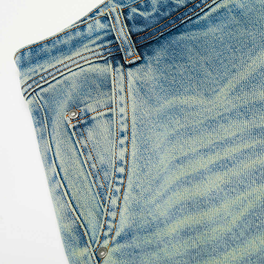 Washed denim jeans for men