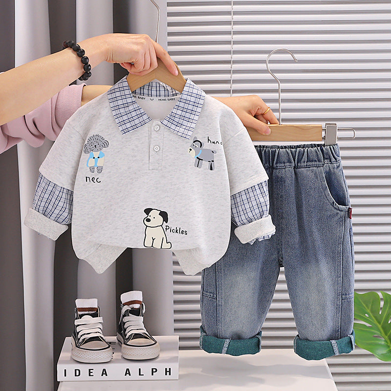 Sweatshirt fake two-piece set for baby children's clothing