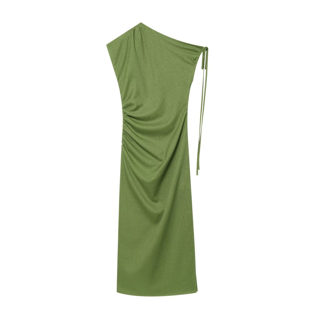 Flax slim cut slit shoulder dress