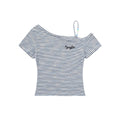 Shoulder T-Shirt with Beaded Strap, Fitted Slimming Off-Shoulder