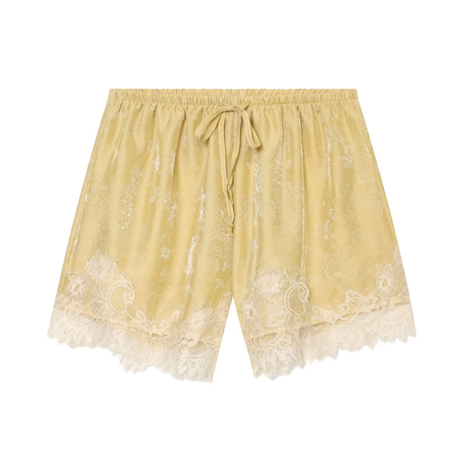 Lace Jacquard Top+Lace Shorts Set