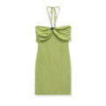 Wrinkled knot embellished spherical knitted strapless dress