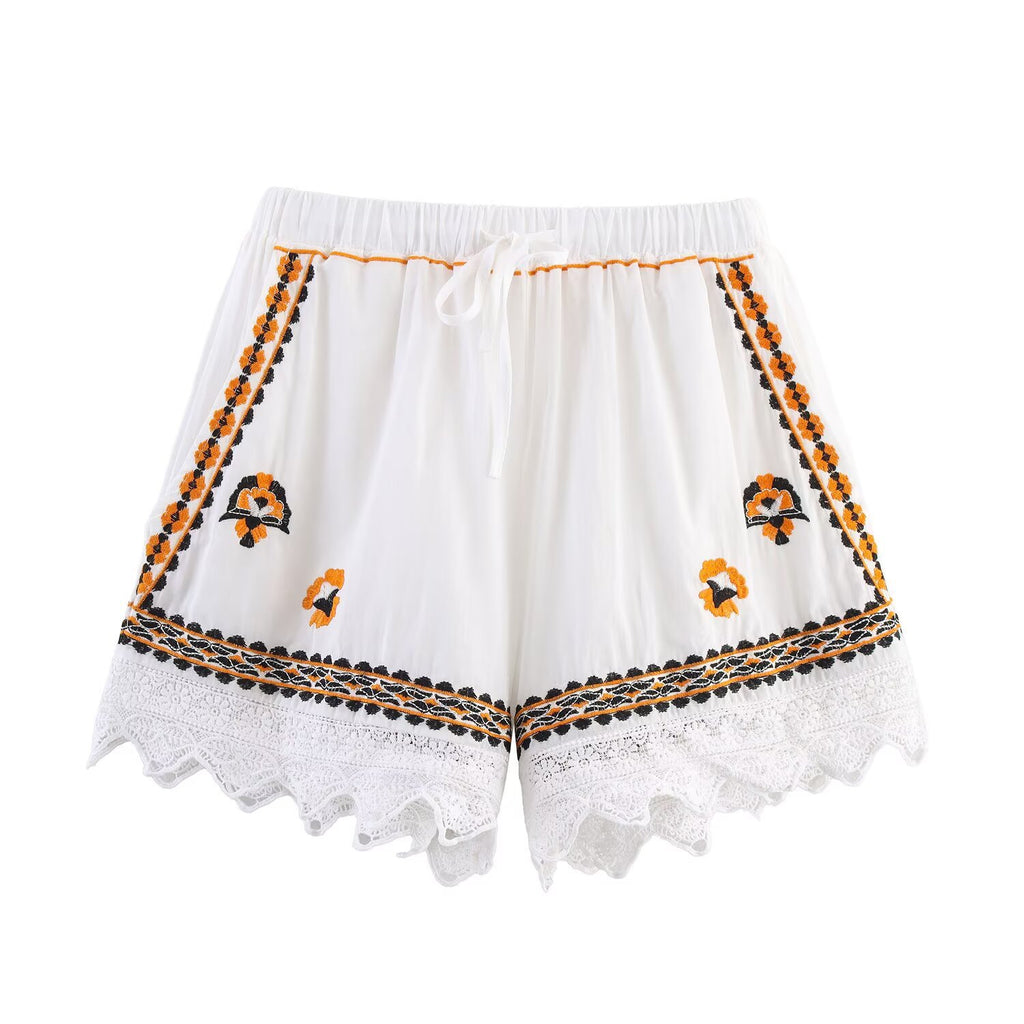 Embroidered shirt+embroidered shorts set