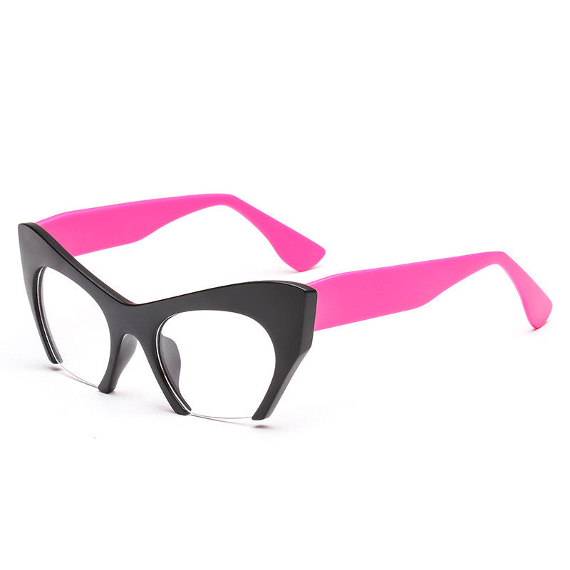 New Film Female Glasses Frame Half-Frame Cat Eye Personality Frame