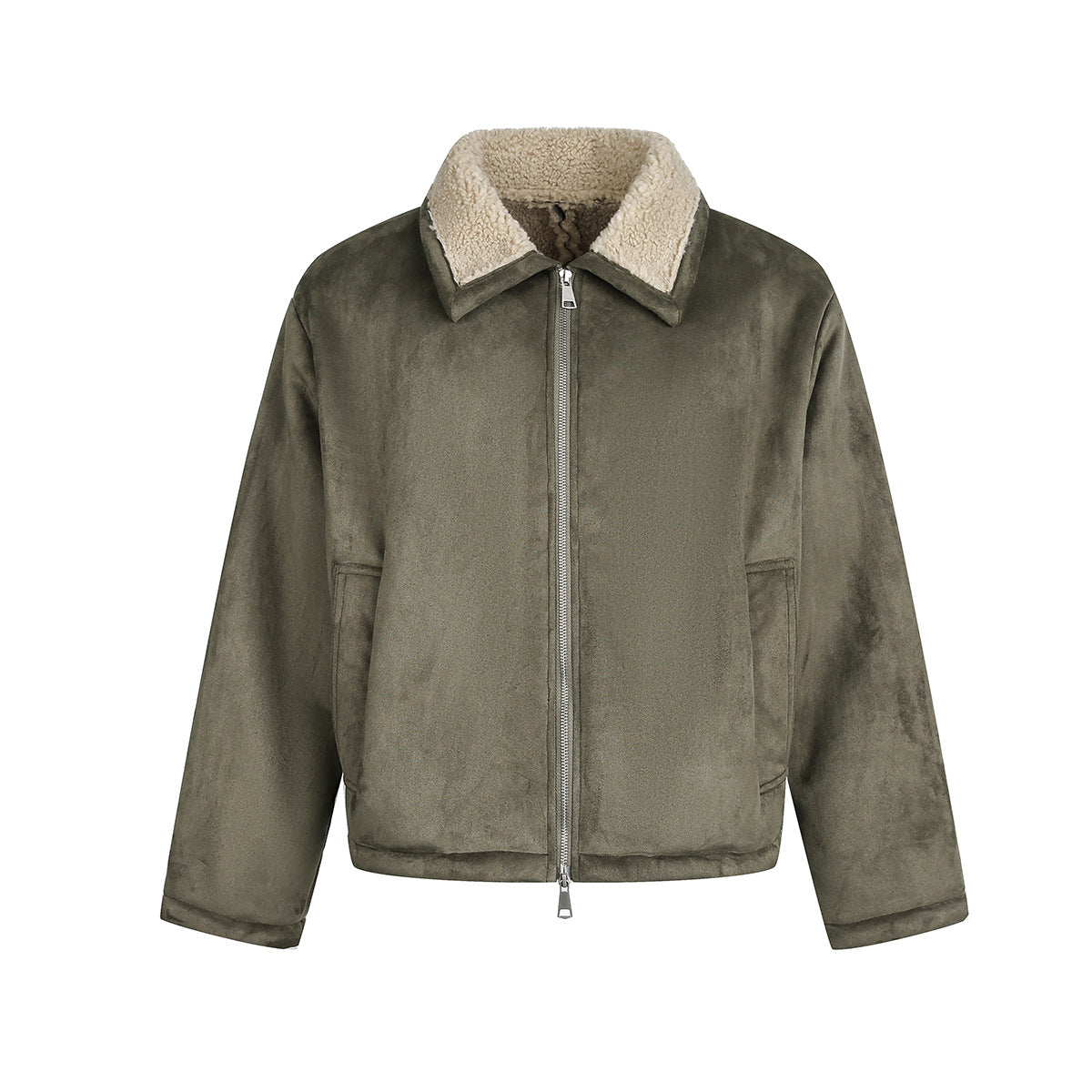 Brown lambhair coat for men
