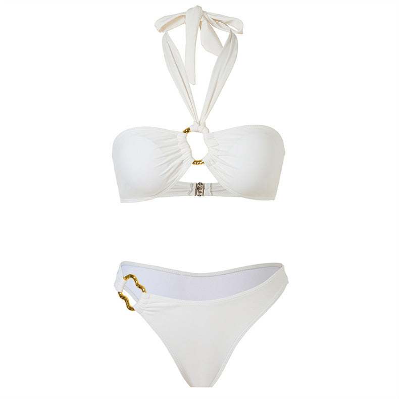 Sexy Bikini Set with Strapless Neckline and Triangular Bottoms for Women
