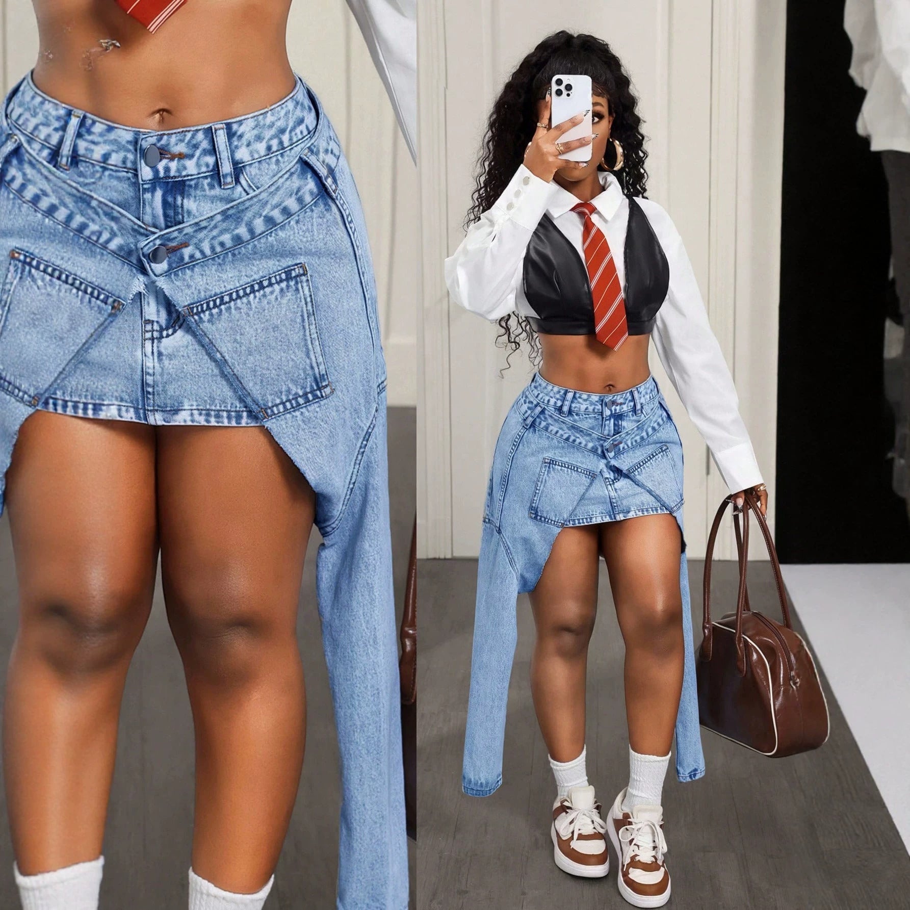 Irregular denim skirt