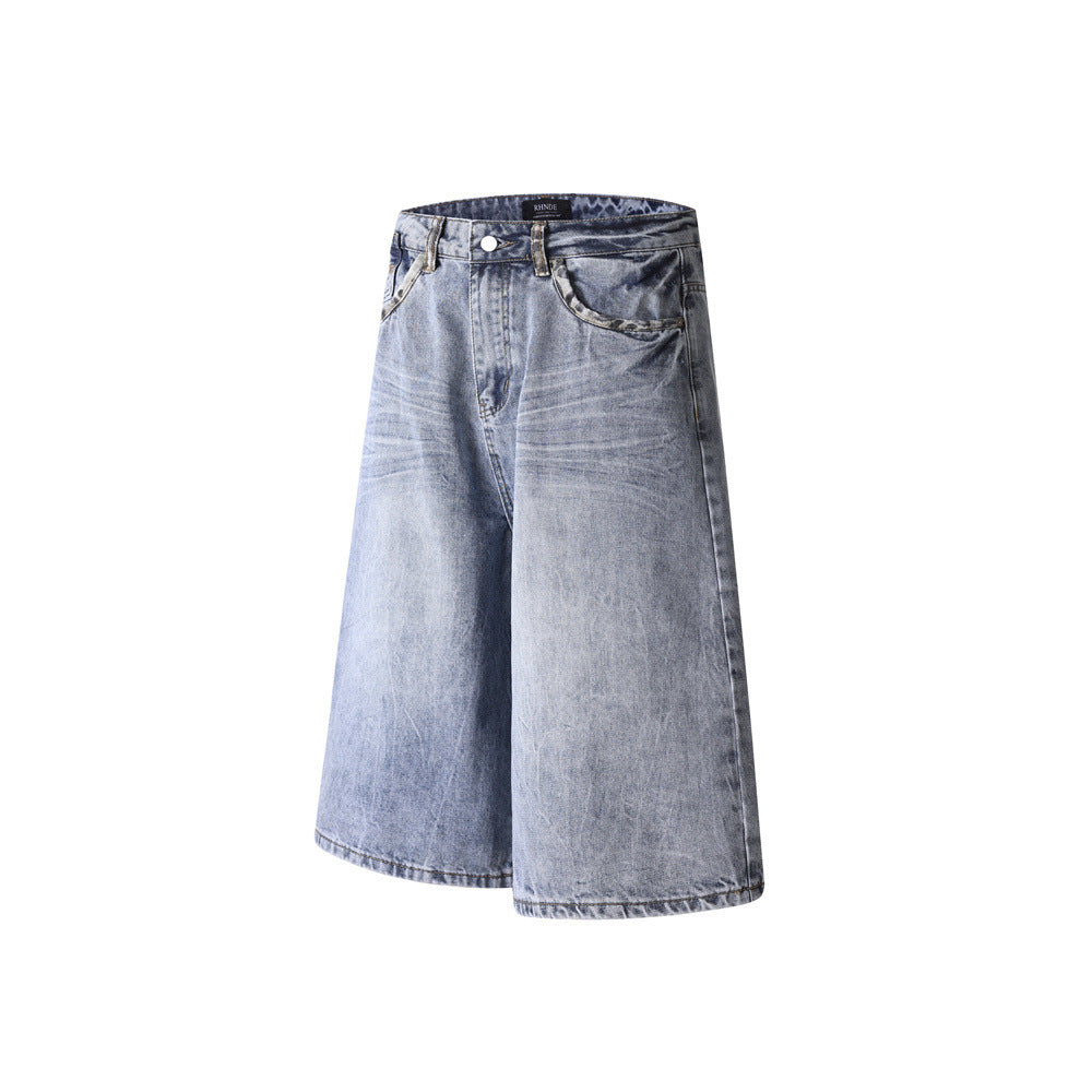 Loose denim shorts