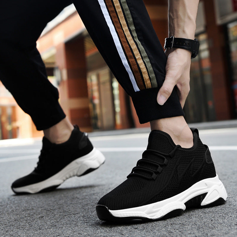 Tie-up Height-Increasing Shoes for Men, Breathable Mesh Casual Dad Shoes