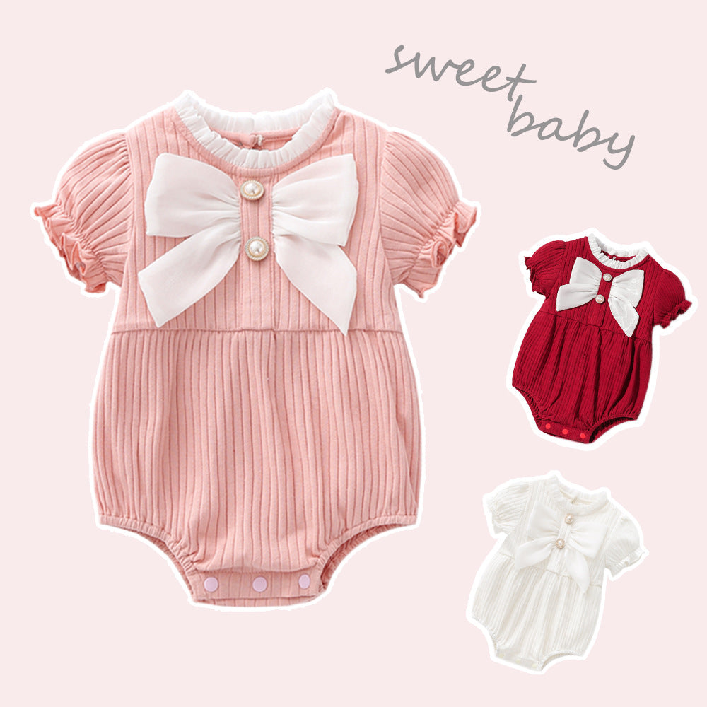 Short sleeved bow tie jumpsuit