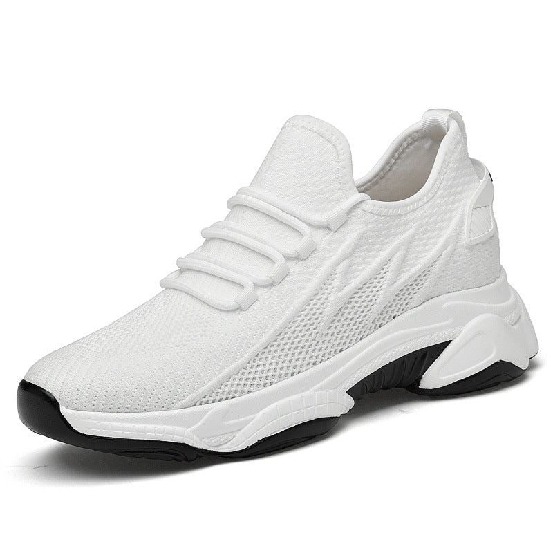 Tie-up Height-Increasing Shoes for Men, Breathable Mesh Casual Dad Shoes