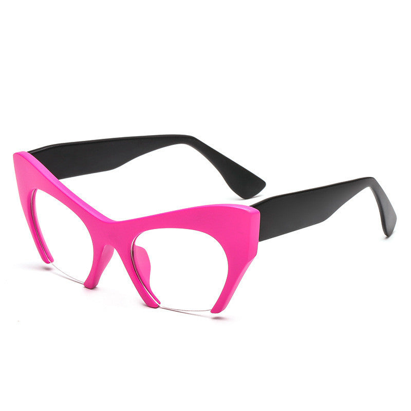 New Film Female Glasses Frame Half-Frame Cat Eye Personality Frame