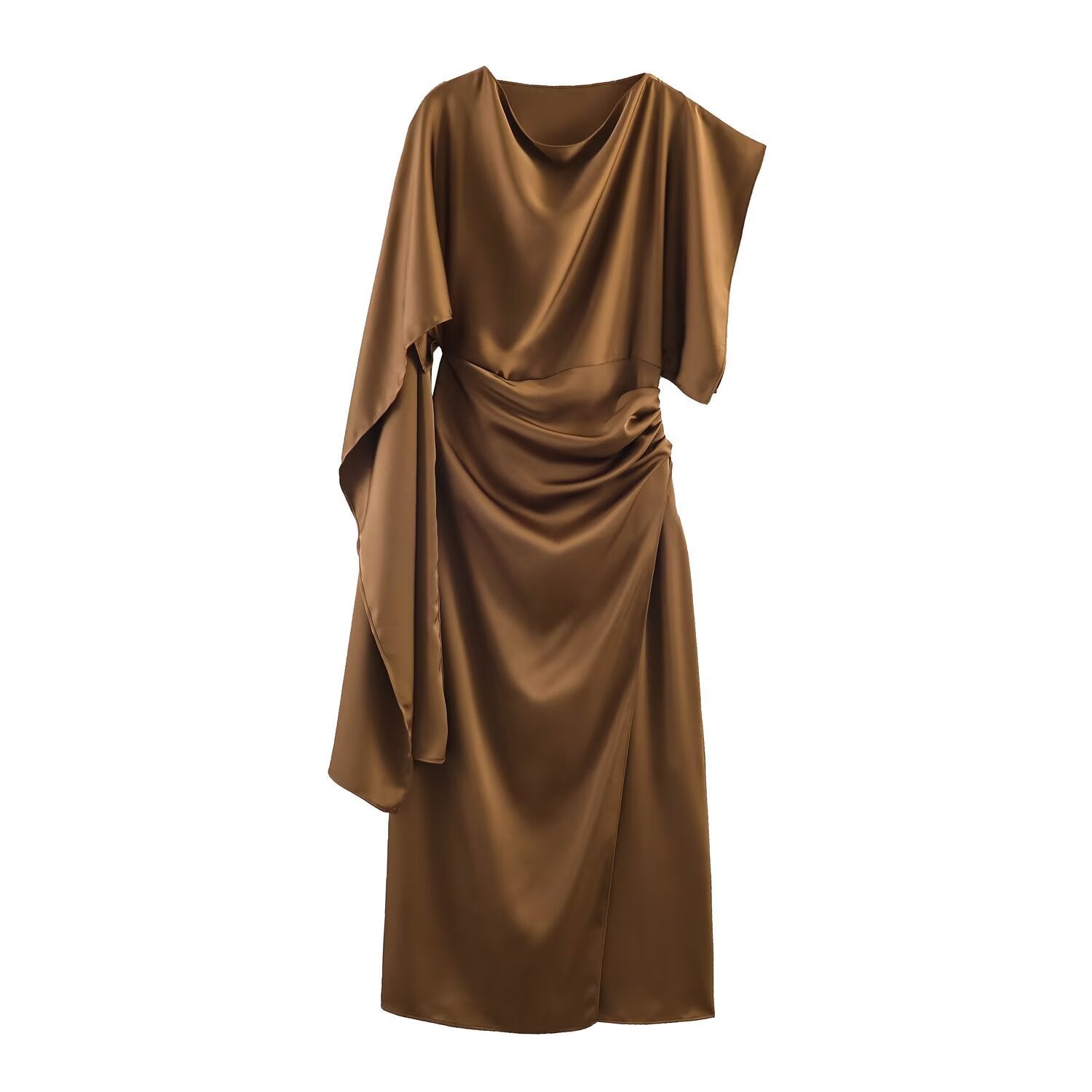 Satin texture layered asymmetric dress