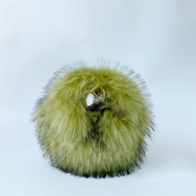 Fashion Soft Faux Fur Women Handbags Designer Y2K Long Plush Lady Hand Bags Luxury Round Clutch Bag Fluffy Female Purse