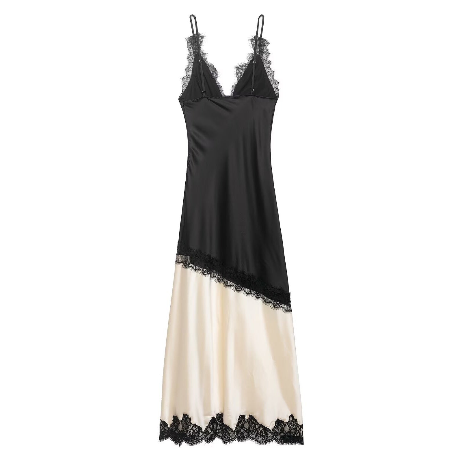 French retro style lace patchwork camisole dress