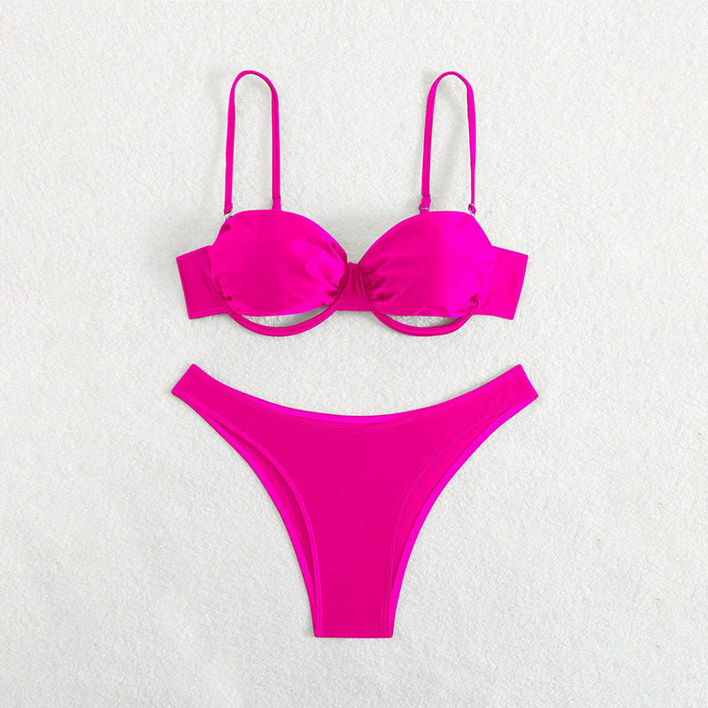Color Separated Bikini Swimwear for Women, Sexy Three-Piece Bikini