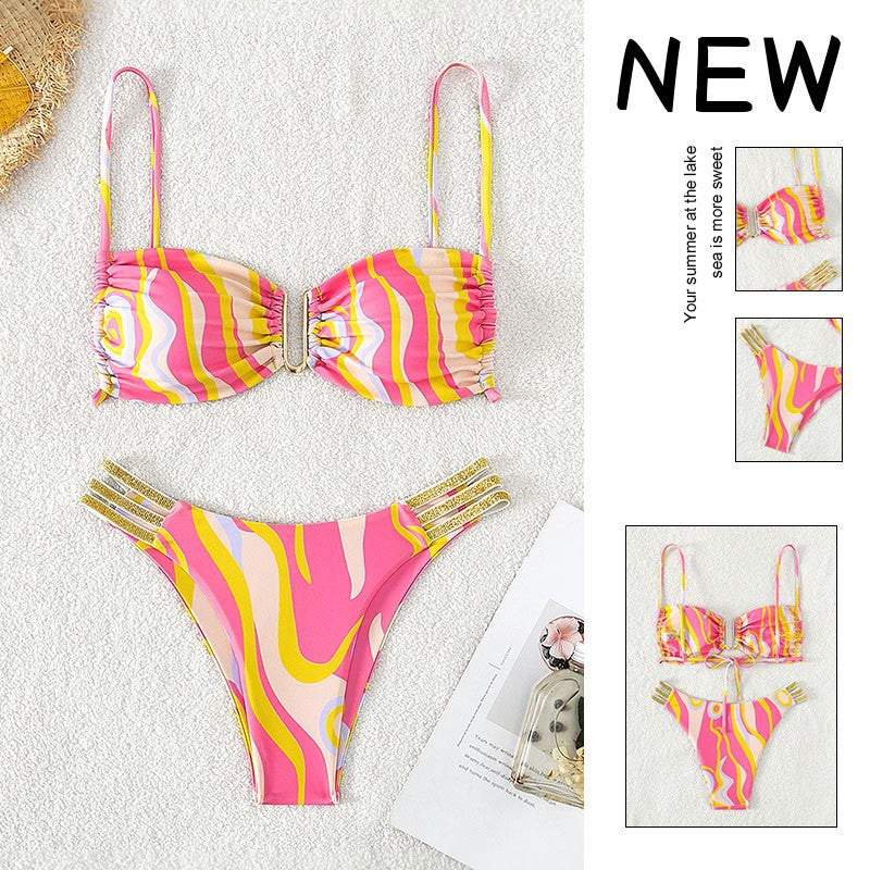 Ripple Pattern Bikini Set for Women