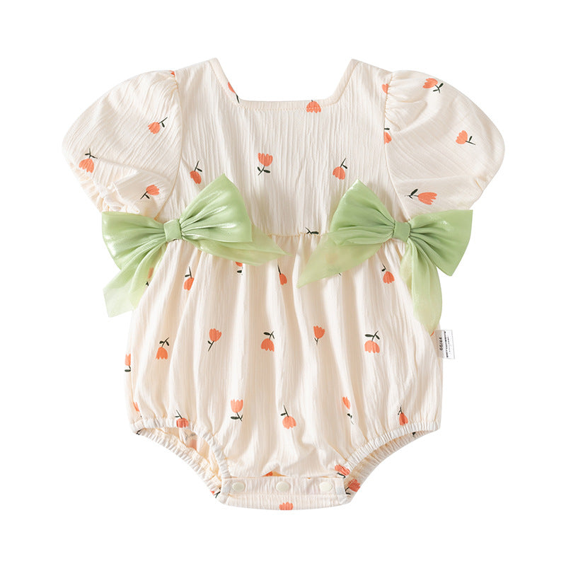 Short sleeved bow jumpsuit