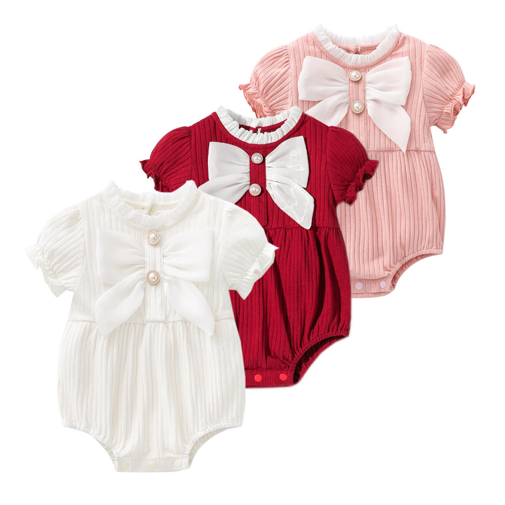 Short sleeved bow tie jumpsuit
