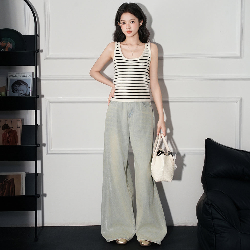 Color-block Knit Camisole Top for Women, Short Sleeveless Slim Fit Summer Inner Wear