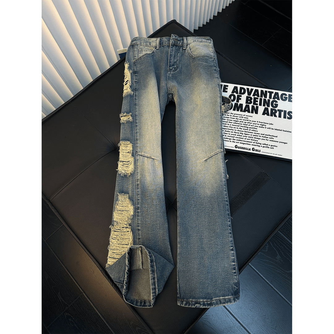 Street Style Ripped Straight Leg Jeans for Men
