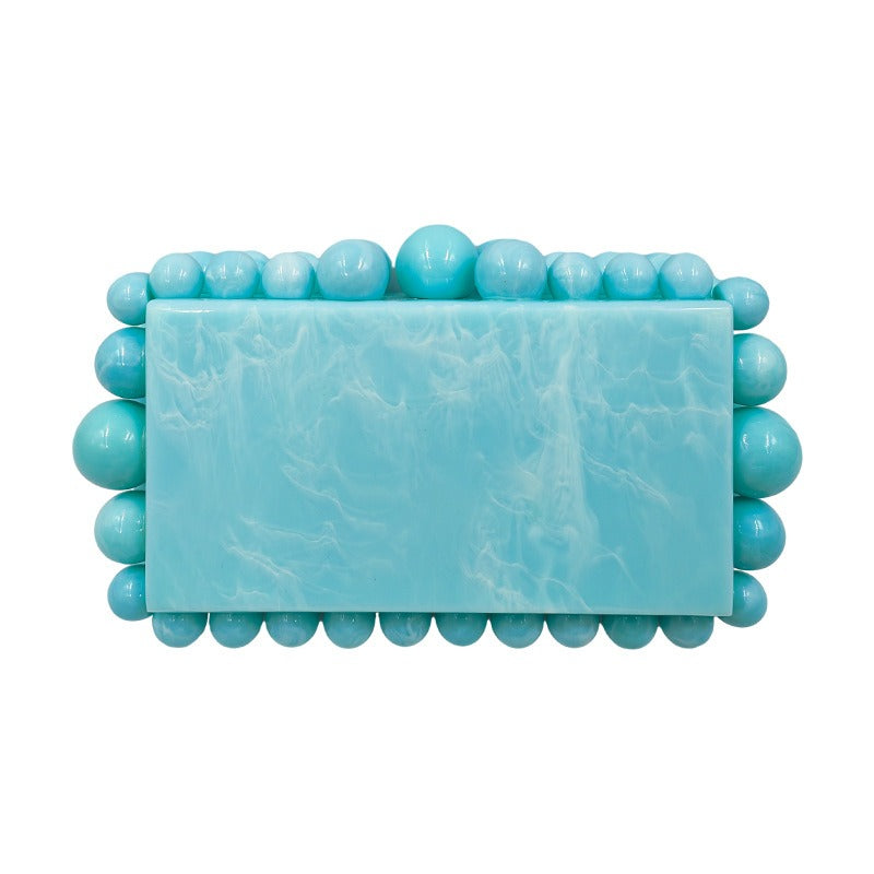 Women Clear Acrylic Box Evening Clutch Bags For Wedding Party Luxury Gold Foil Beads Purses And Handbags