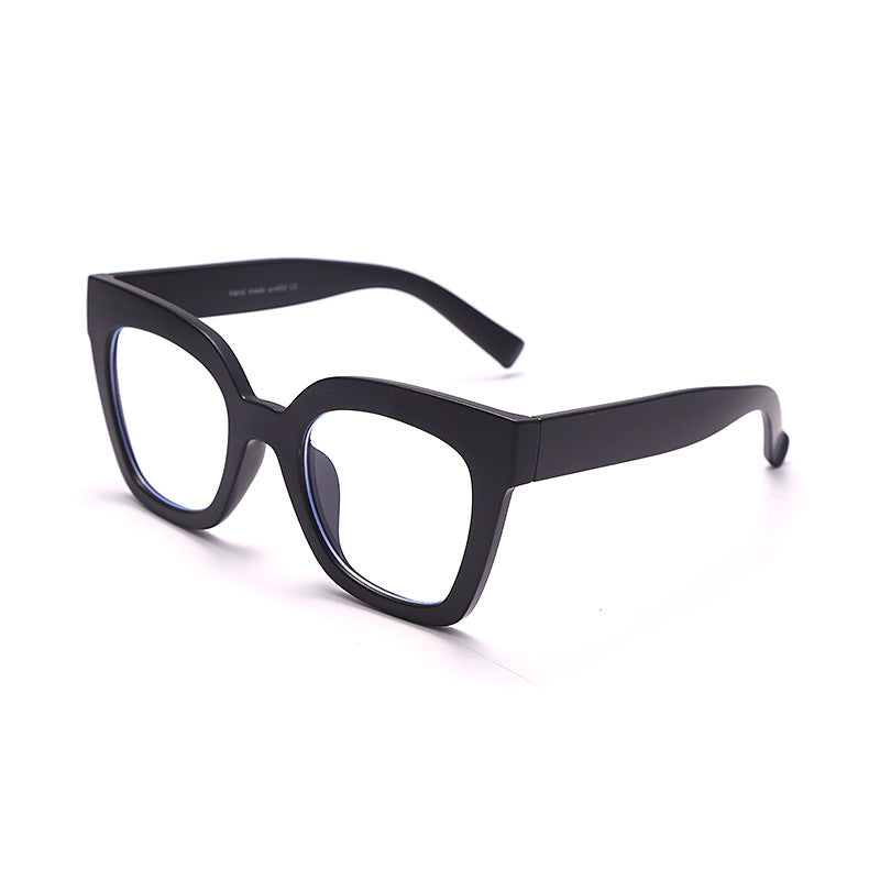 New Personality Simple Large Frame Anti-Blue Light Glasses Go Out Plain White With Square Frame Flat Mirror Decorative Glasses