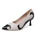 Red and green dragonfly pointed slender heel banquet women's shoes color blocked single shoes for women