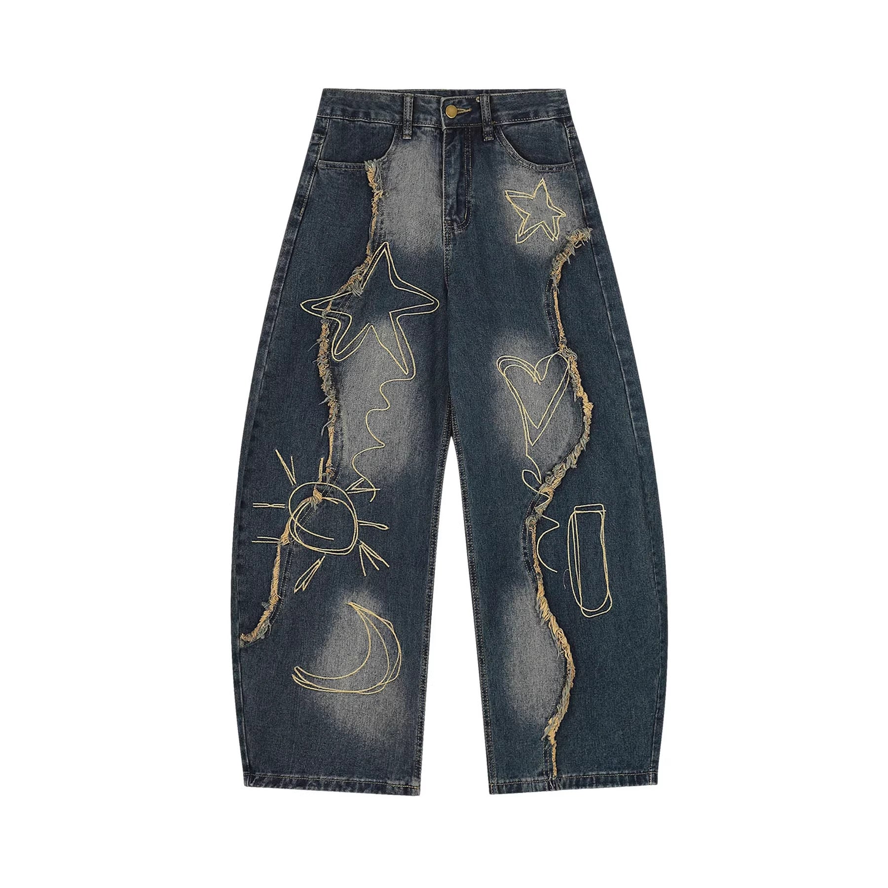 Desert Style Distressed Raw Hem Knife Jeans