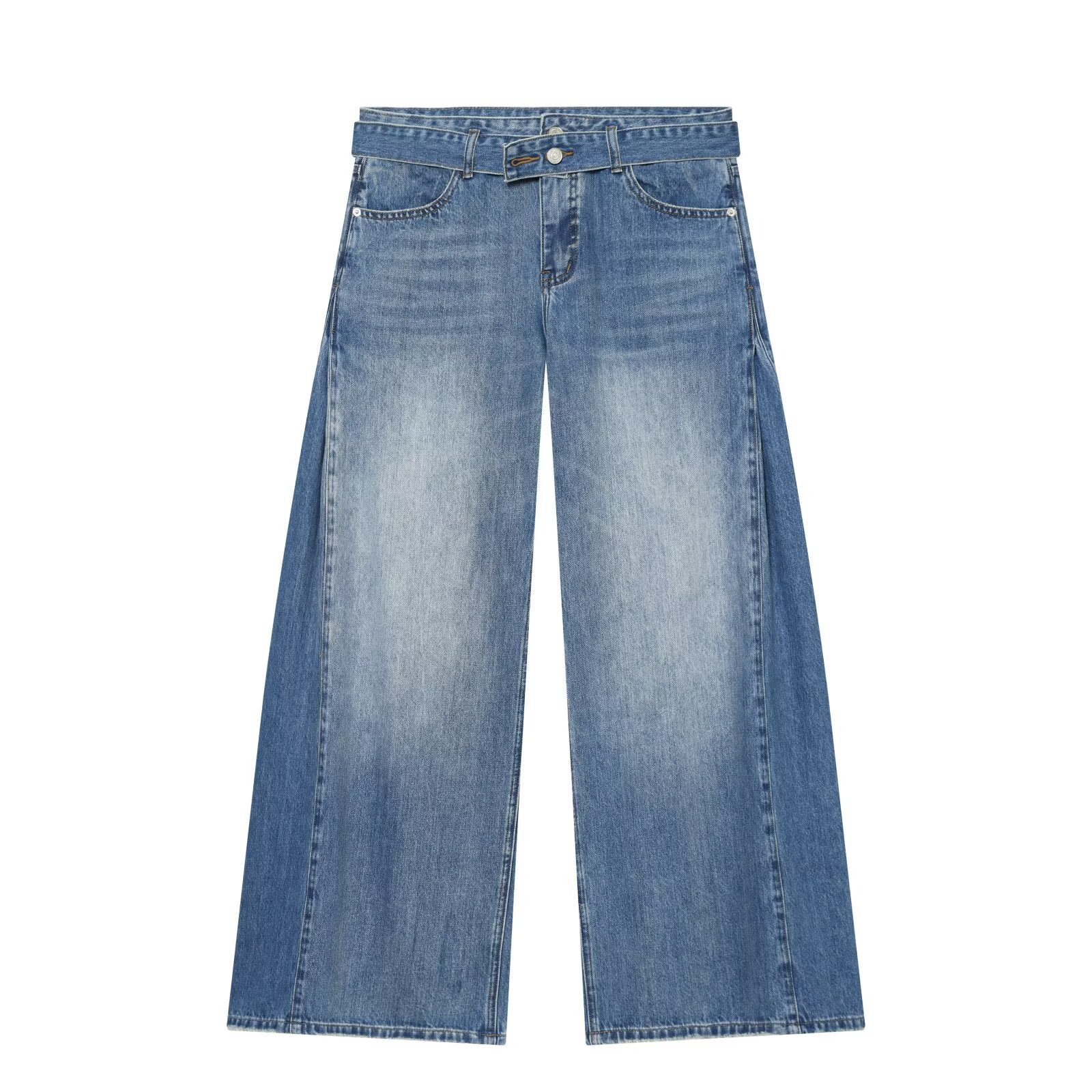Street waist belt high waisted jeans
