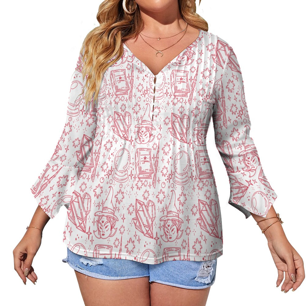 Women's ruffled petal sleeve top
