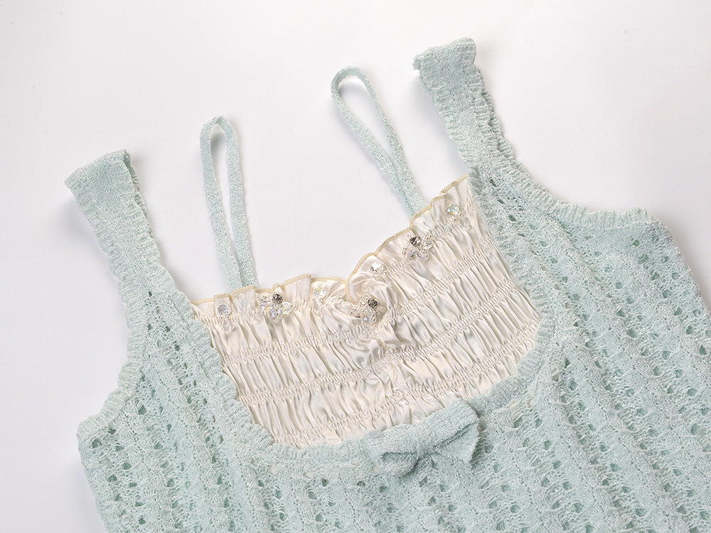 Lace patchwork slim fit camisole top