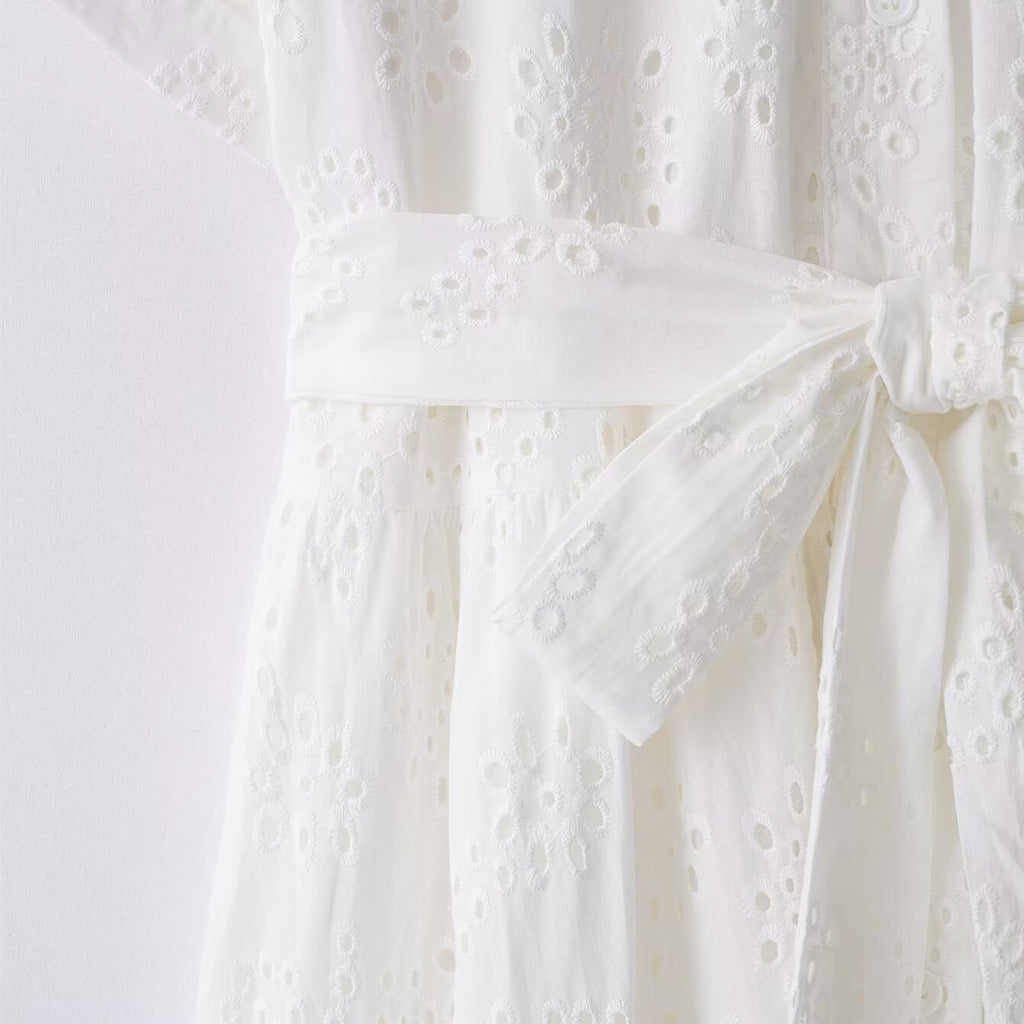 Elegant hollowed out embroidered dress