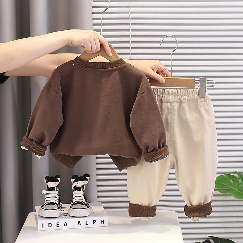 Two men's baby round neck clothes for spring and autumn casual hoodies