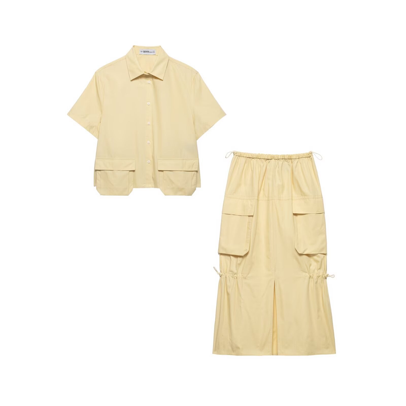 Pocket shirt+workwear MIDI skirt set
