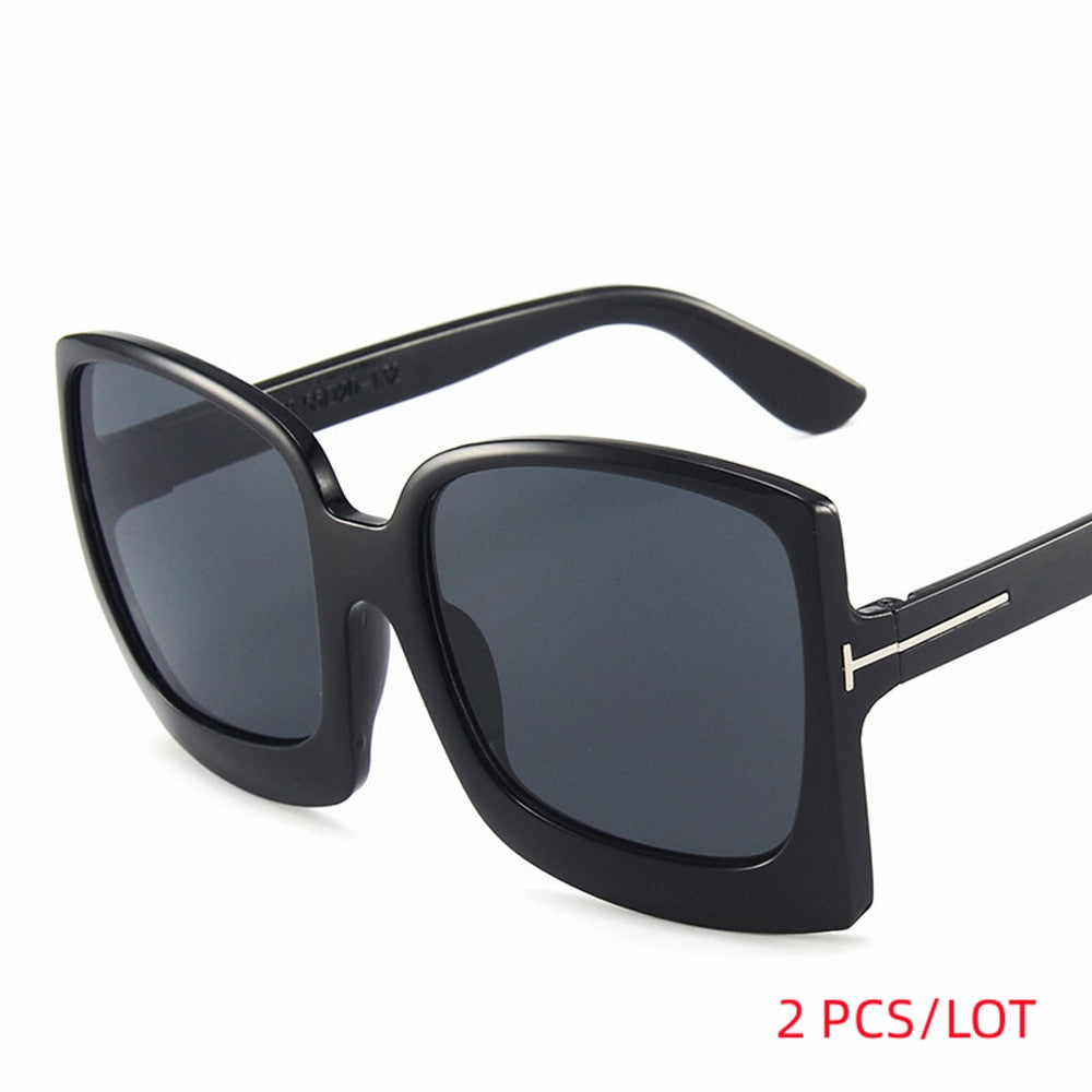 Square Sunglasses Women Vintage Brand Oversize Sun Glasses Black Gradient Female Glasses Men UV400