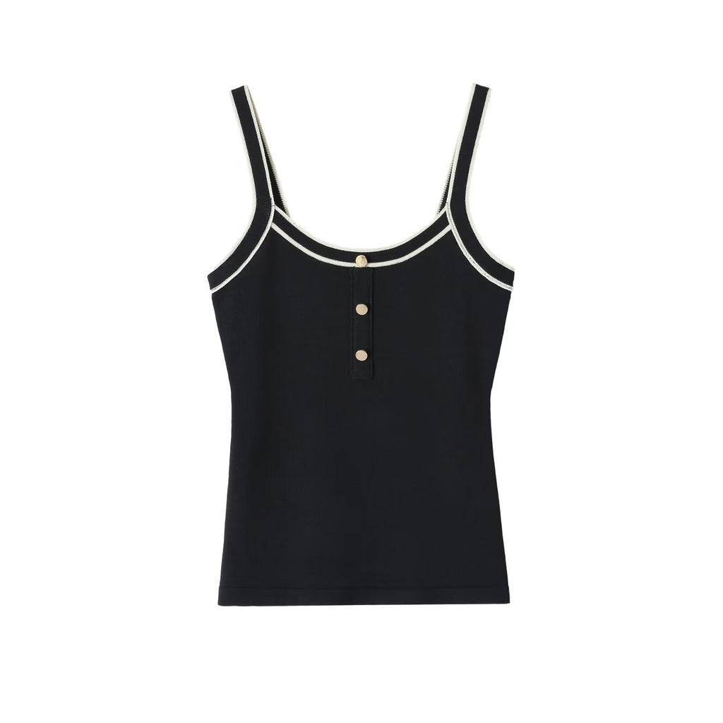 Spicy girl's contrasting color trimmed camisole top