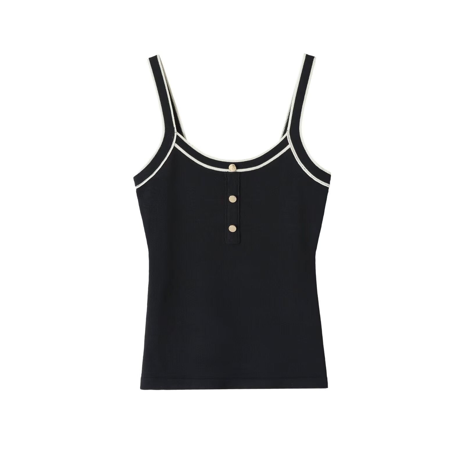 Spicy girl's contrasting color trimmed camisole top