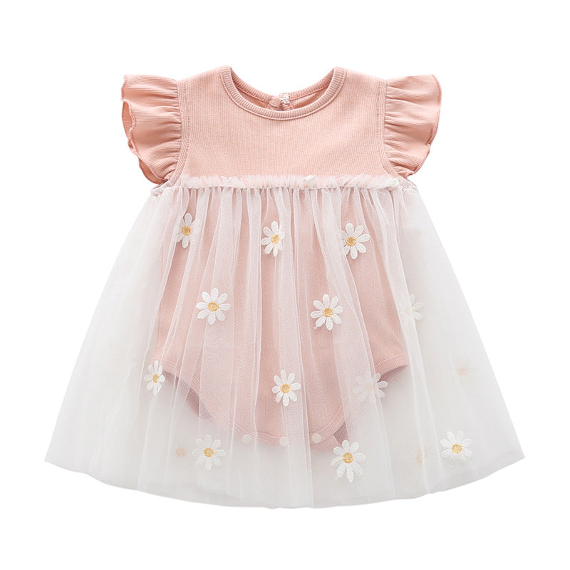 Floral veil skirt short sleeved princess skirt