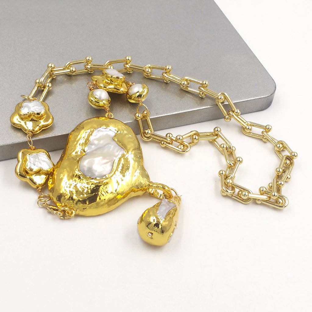 Royal style retro micro inlaid Baroque pearl natural freshwater pearl women's collarbone necklace