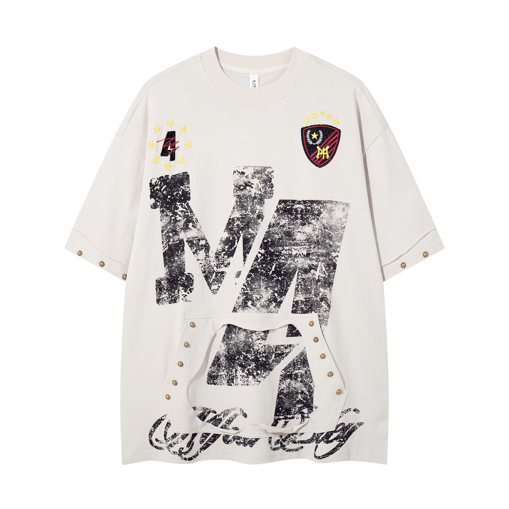 Make old letter printed short sleeves