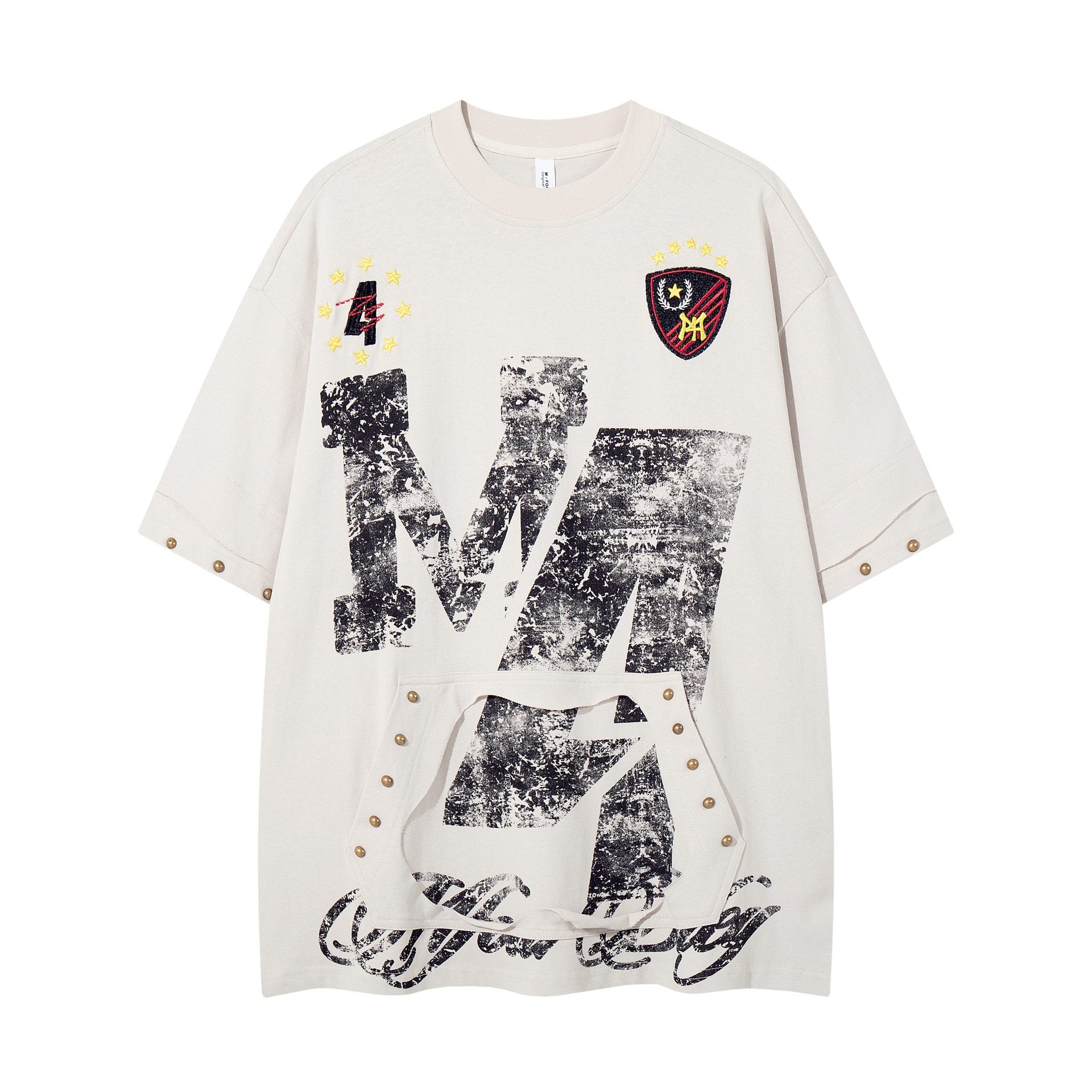 Make old letter printed short sleeves