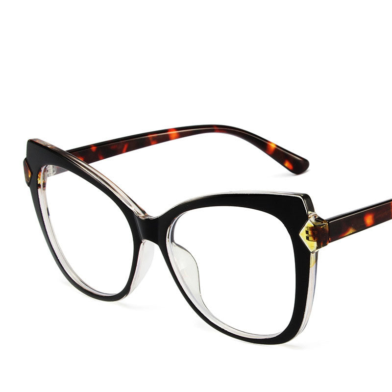 New TR High-Definition Anti-Blue Light Glasses Personality Contrast Color Trend Glasses Frame Retro Cat's Eye Plain Light Lenses