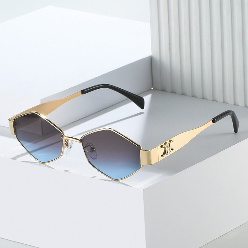 New triangular glasses, European and American ins, internet celebrity geometric polygon glasses, personalized hip-hop sunglasses