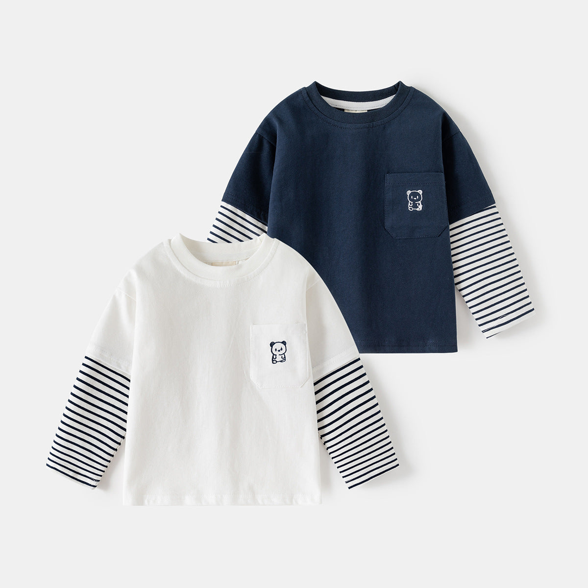 Long Sleeve Cartoon Patchwork Top for Boys,Basic Inner Wear