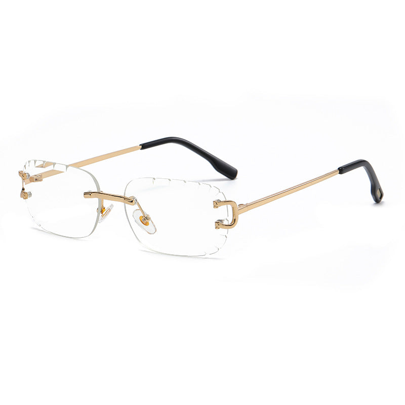New Cut - Edge Oval Inverted Sunglasses Pattern Rimless Glasses Sunglasses