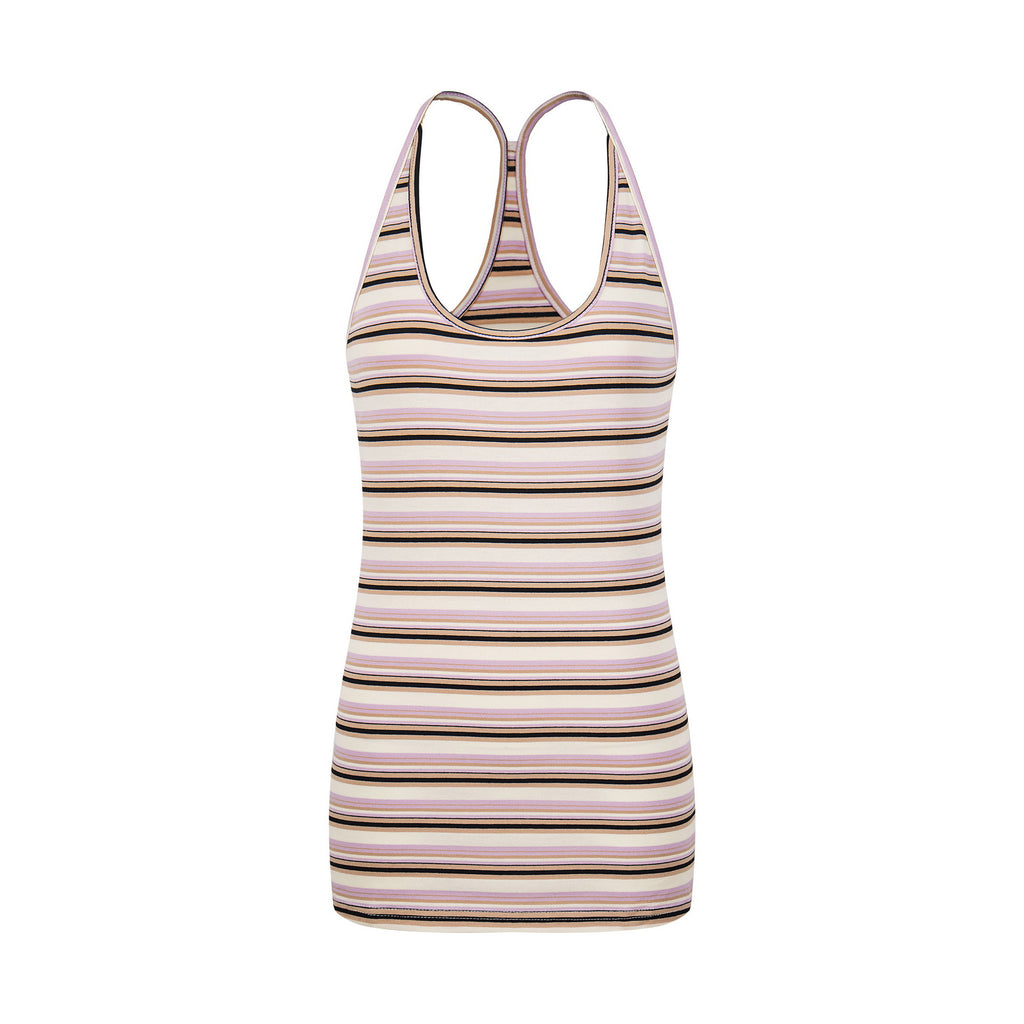 Colorful Stripe Tank Top, Fitted Slimming Bodysuit, Sweet and Cool Style Women's Clothing