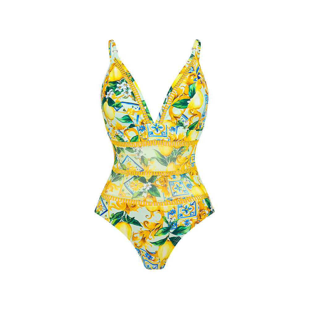 One-Piece Swimsuit for Women, Retro Design, Vacation Set Dress Swimwear