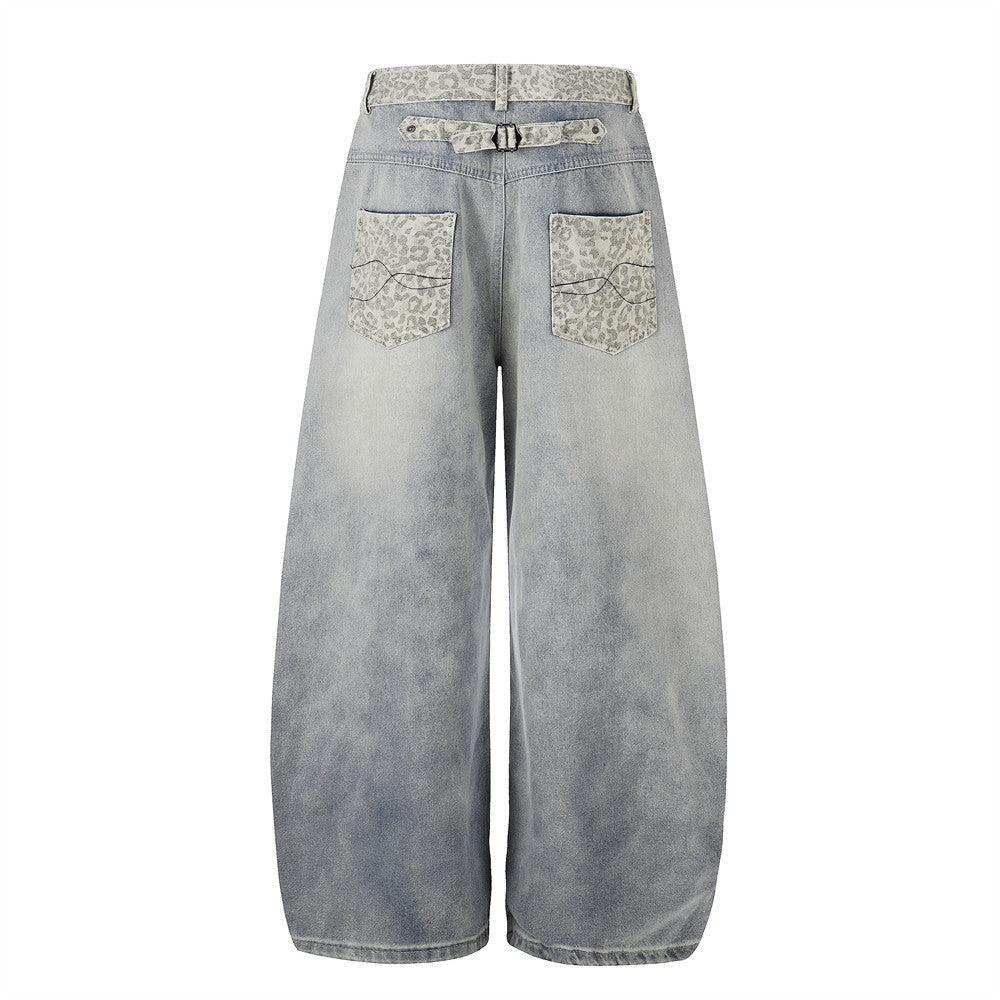 Workwear denim curved knife pants